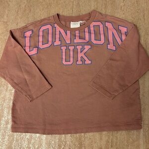 Zara pink/blue long sleeve shirt Logo London UK girls 2-3 years